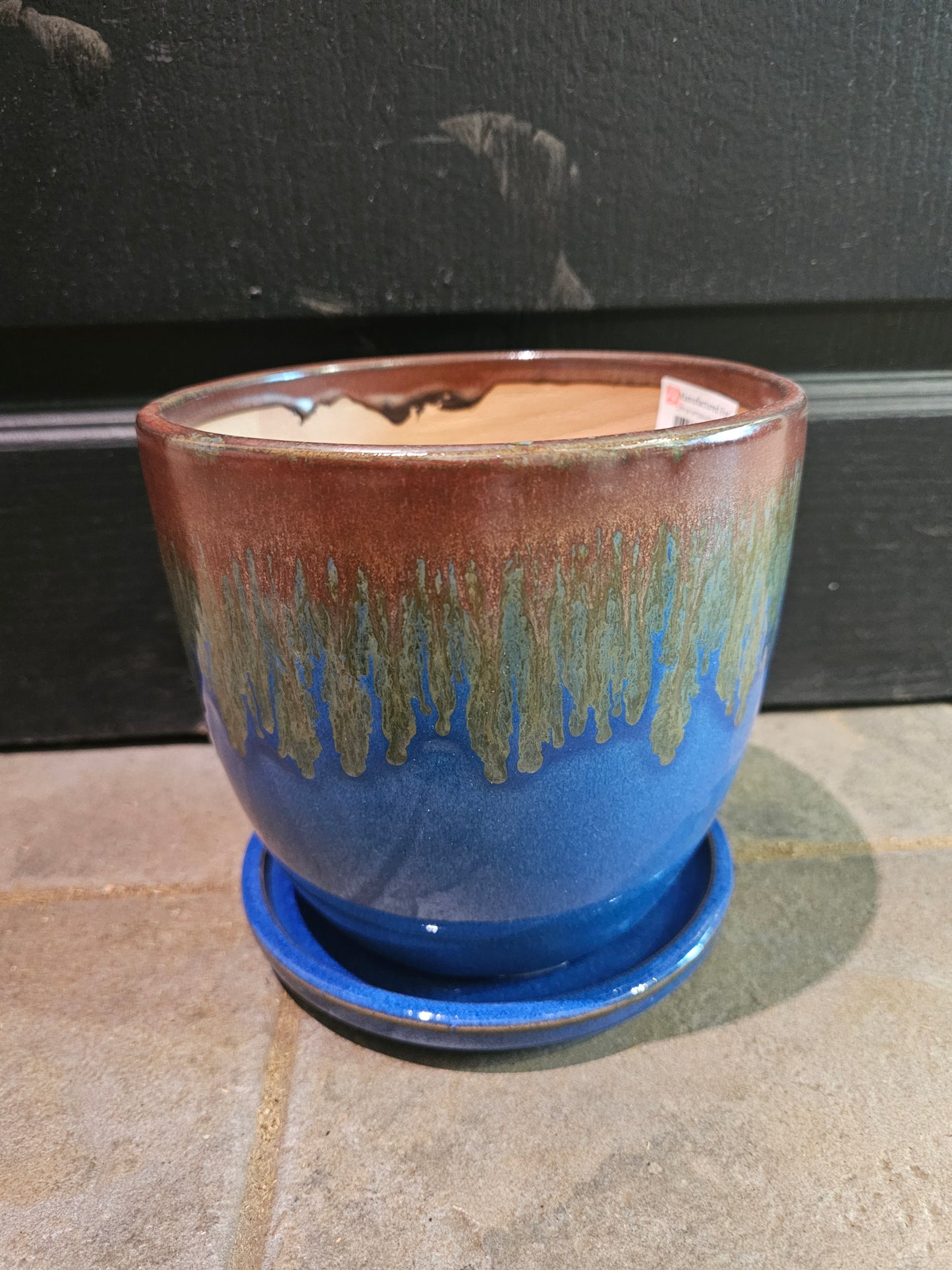 Fusion Egg Pot W/ Saucer 'Blue'