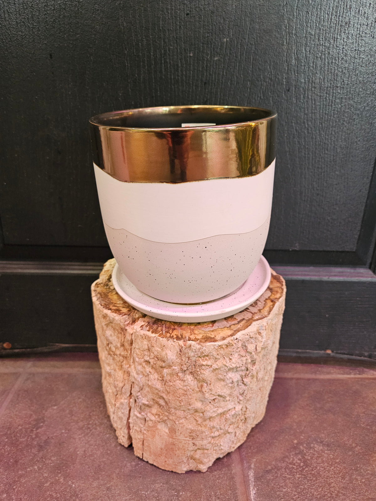 Valko Egg Planter W/ Saucer 'Gold'