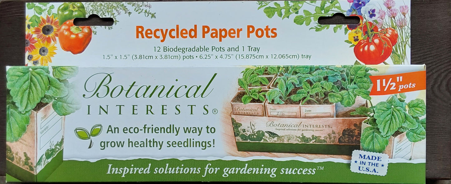12 Recycled Paper Pots and 1 Tray