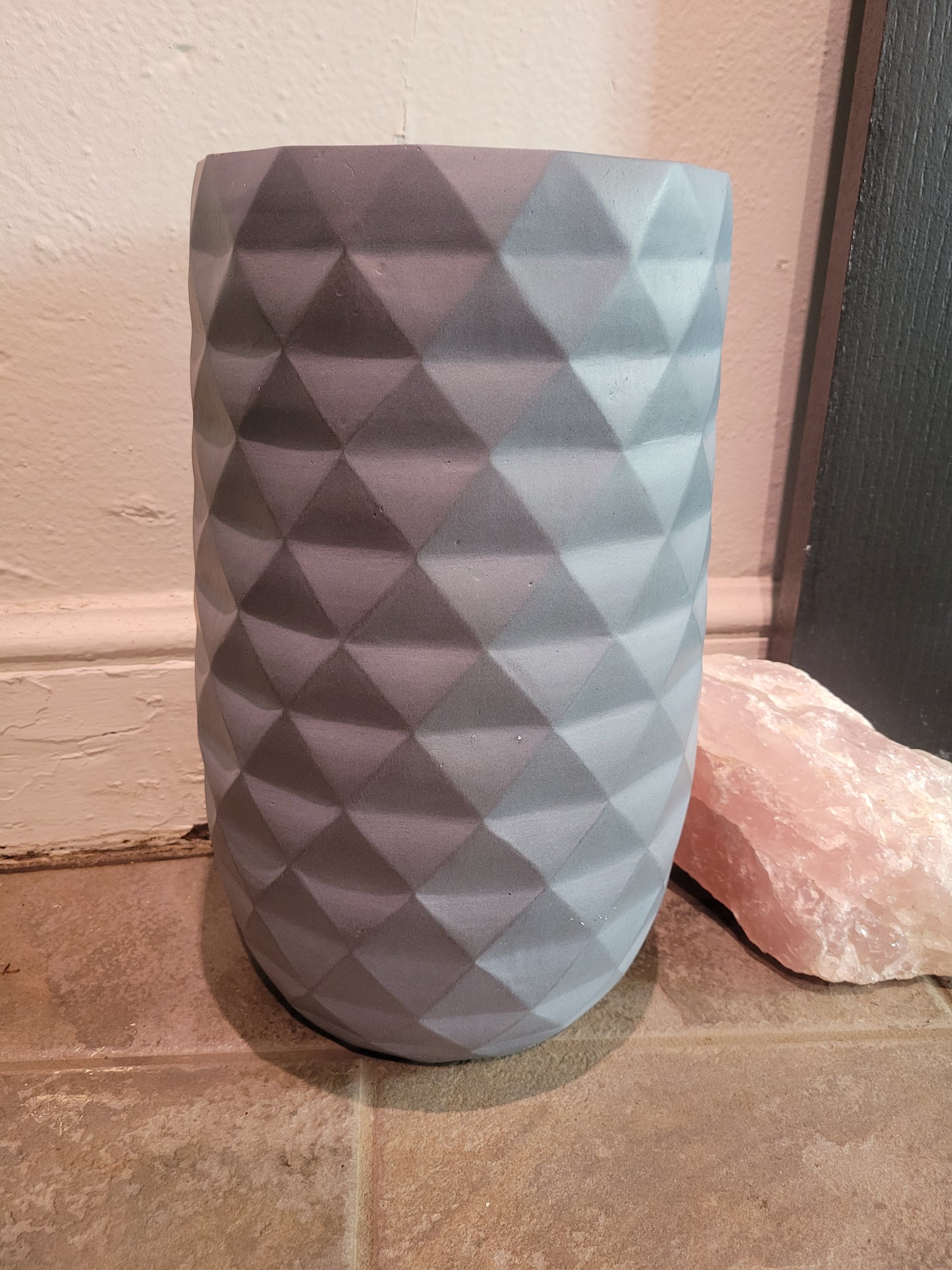Diamond Vase - Gray - Fiber Clay
