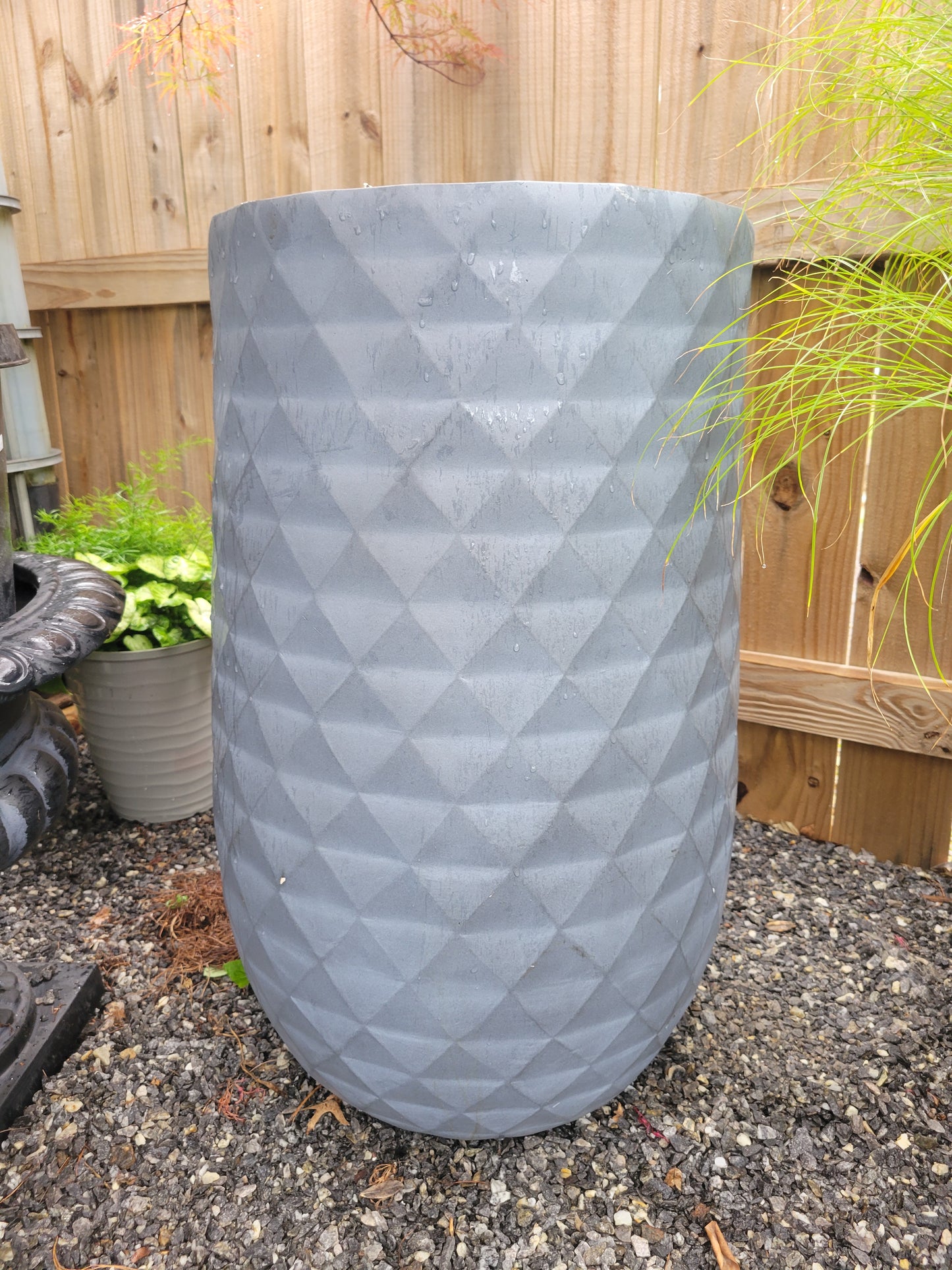 Diamond Vase - Gray - Fiber Clay