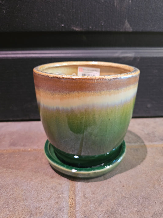 Fusion Egg Pot W/ Saucer 'Green'