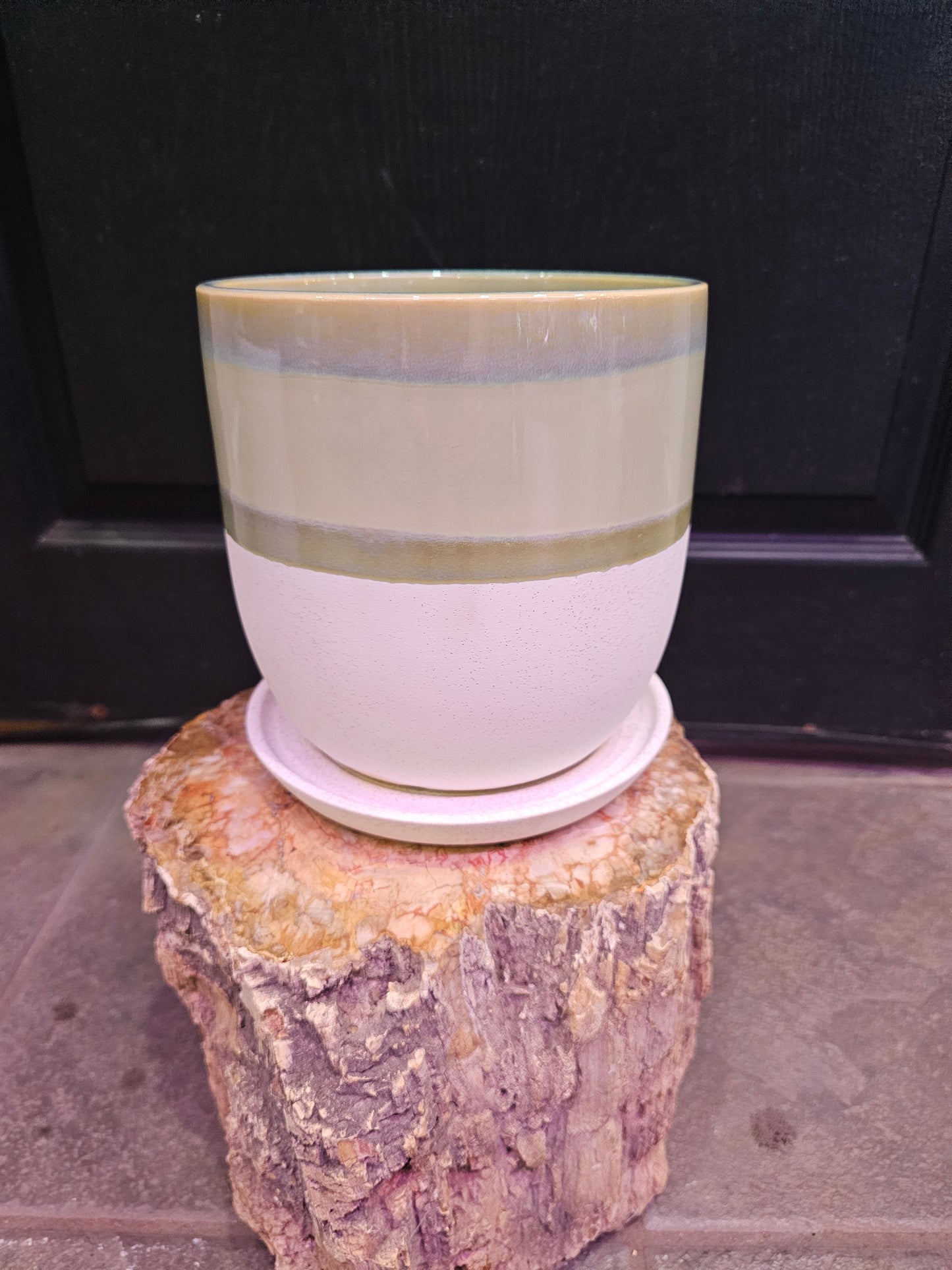 Valko Egg Planter With Saucer 'Green & White'