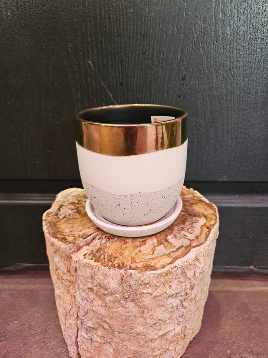 Fusion Egg Pot W/ Saucer 'Gold'