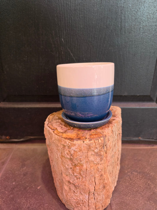 Valko Egg Planter W/ Saucer 'Blue & White'