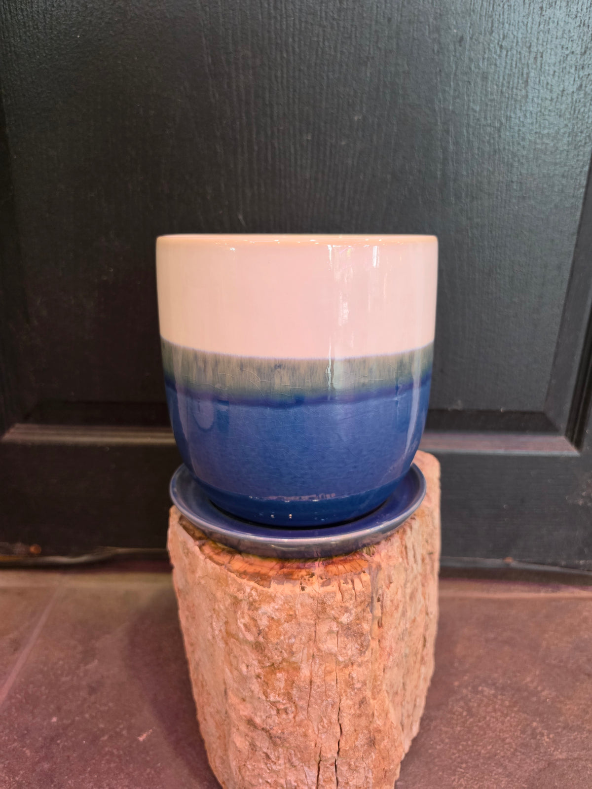 Valko Egg Planter W/ Saucer 'Blue & White'